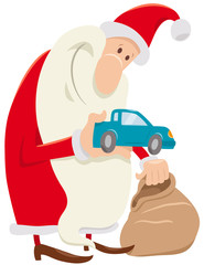 funny Santa Claus cartoon character with presents