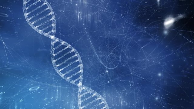 Dna molecule rotation over digital computer cyberspace network.