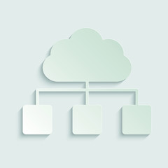 cloud connection icon. smart devices icon  paper with shadow 
