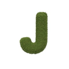 Grass letter J isolated on white background