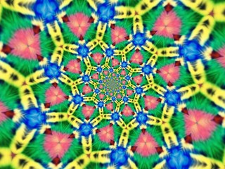Fototapeta premium Colorful digital graphic kaleidoscope symmetry mandala style in laser light trial pattern, Tie Dye , spiderweb art abstract background for art projects, banner, business, card, 3D, template
