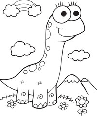 Cute Dinosaur Illustration Vector Art
