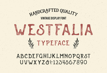 Original Handmade Textured Font. Retro Typeface. Vector Illustration.