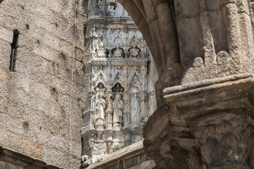 architectural detail of the church of Nossa Senhora da Oliveira in guimaraes, portugal