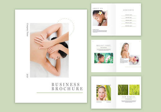 Minimal Brochure Layout with Green Accents