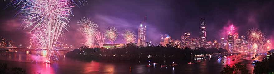 Brisbane Riverfire fireworks display 2019 looking towards the CBD