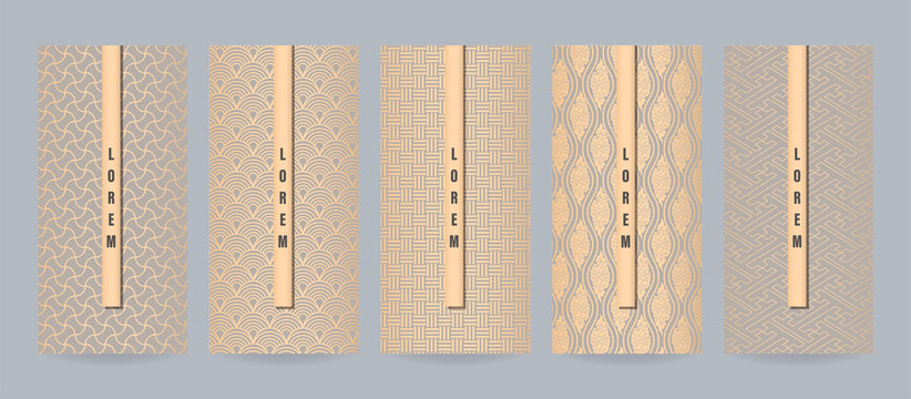 Set of japanese patterns for packaging luxury or premium products. Vector illustration in japan style for voucher, flyer, brochure, book cover, menu