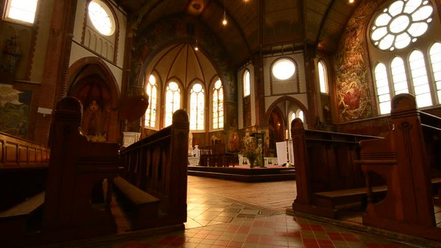 Netherlands, Goes. August 2019. The interior of the church Father Damian parish.
