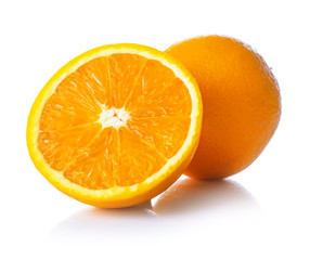 Fresh juicy oranges on white background