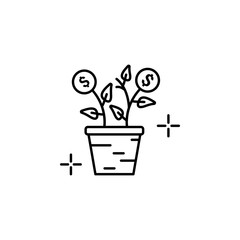 Growth pot dollar icon. Element of global business icon