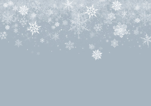 Grey Winter Background with snowflakes for your own creations