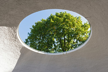 View through the dome in the memorial for the victims of two world wars at the Main Cemetery in...