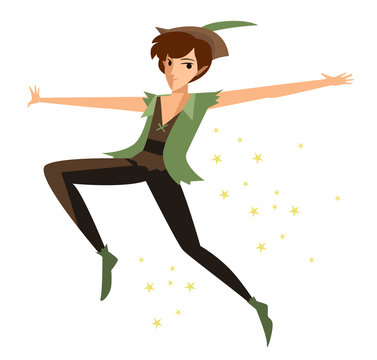 happy cute child tale flying boy