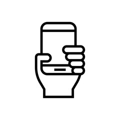 hand with smartphone outline icon illustration isolated vector sign symbol