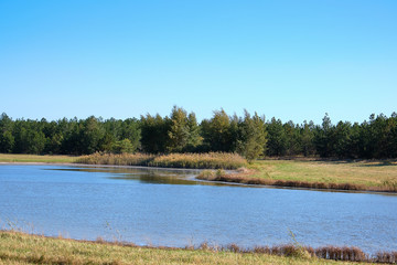 therapeutic lake with iodine and minerals in the middle of the wild steppe