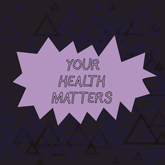 Word writing text Your Health Matters. Business photo showcasing good health is most important among other things Outline Figure of Triangle Mesh Pattern in Two Tone Violet for Modern Design