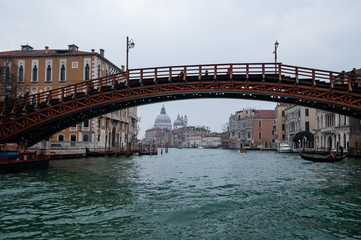 Ponte dell'Accademia in Venice and grand canal in Venice