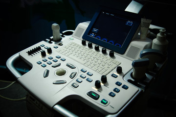 Modern ultrasound machine in clinic laboratory of sonography diagnostics