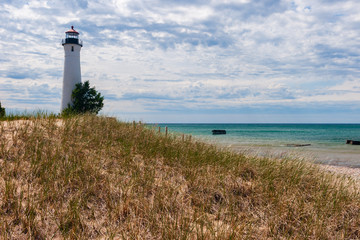 Dunes in front of Crisp Point Lighthouse (1903), Lake Superior, Michigan