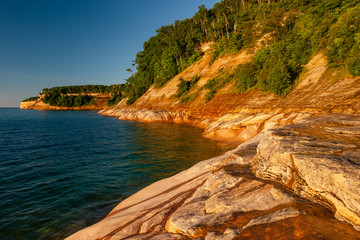 sunset at pictured rocks, Lake Superior, Michigan 