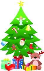 decorated christmas tree with gift