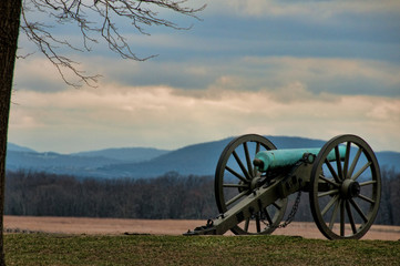 Fototapeta na wymiar old cannon in field