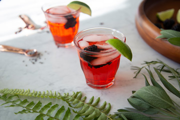 Botanical Cocktail on Marble Background