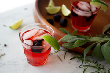 Botanical Cocktail on Marble Background