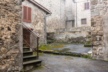 Old neighborhood with old houses and staircases