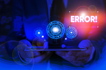 Writing note showing Error. Business concept for state or condition of being wrong in conduct...