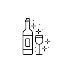 Wine, bottle, glass icon. Element of Party icon. Thin line icon