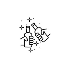 Fototapeta premium Hands, bottle icon. Element of Party icon. Thin line icon