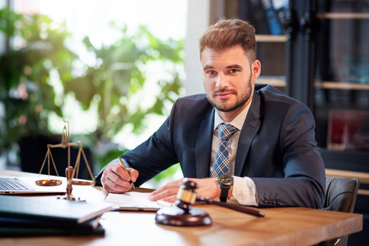 Lawyer or attorney working in the office