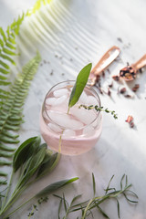 Pink Cocktail on Marble Background