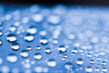 Hydrophobic surface with drops.