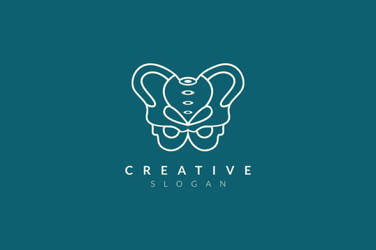 Vector illustration of pelvic bone shape design. Minimalist and simple logo, flat style, modern icon and symbol.