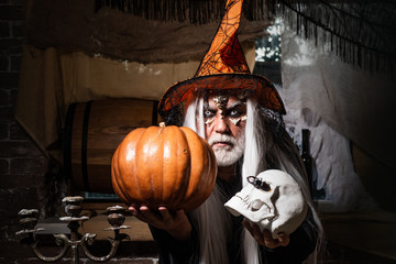 Fantasy horror Halloween. Fantasy horror Halloween. Halloween man with Blood make up. Halloween...