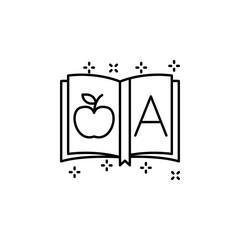 Book children apple letter ABC icon. Element of literature icon