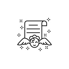 Angel paper religious icon. Element of literature icon