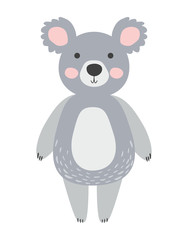 Nursery poster with cute animal. Black and white koala. Scandinavian style