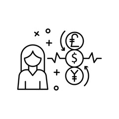 Money exchange woman stock icon. Element of business icon