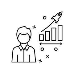 Man business evolution growth rocket icon. Element of business icon