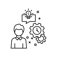 Businessman chat gear application ideas icon. Element of business icon