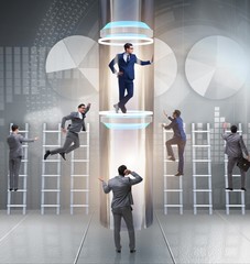Businessmen in accelerated and fast promotion concept