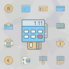 POS terminal dusk style line icon. Universal set of banking for website design and development, app development