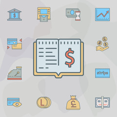 cash book dusk style line icon. Universal set of banking for website design and development, app development