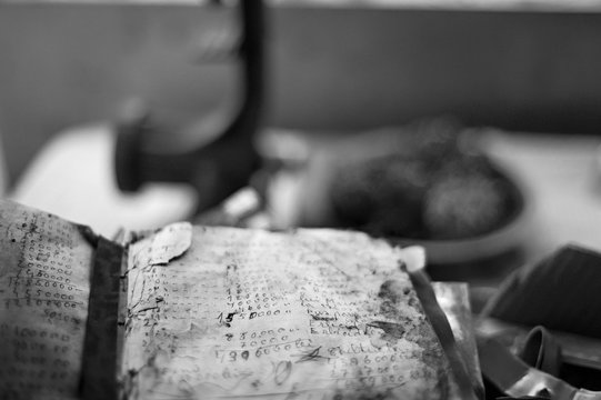 old notebook on a table