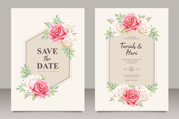 Elegant wedding card template with beautiful floral aquarel