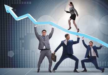 Fototapeta premium Businessman supporting recovery from economic crisis