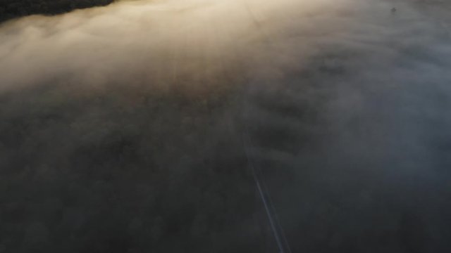 Blanket of cloud over Onawa Trestle Bridge spectacular Sunrise Aerial